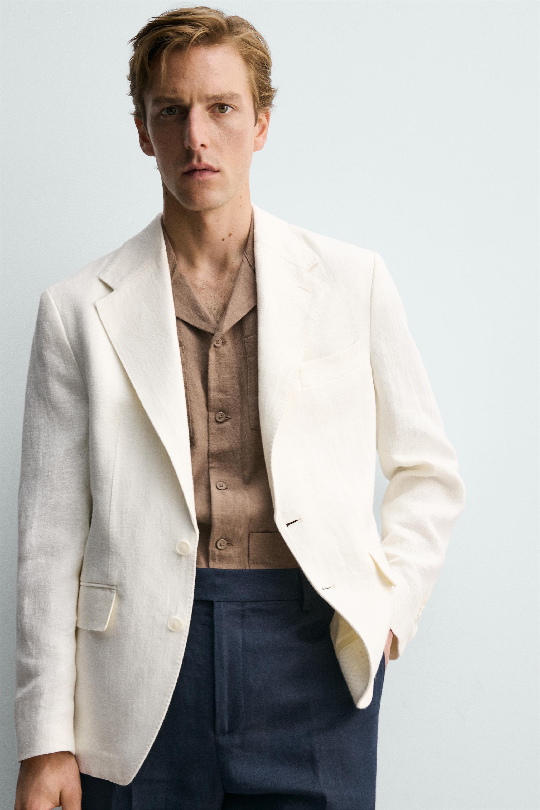 100% LINEN RELAXED FIT SUIT JACKET